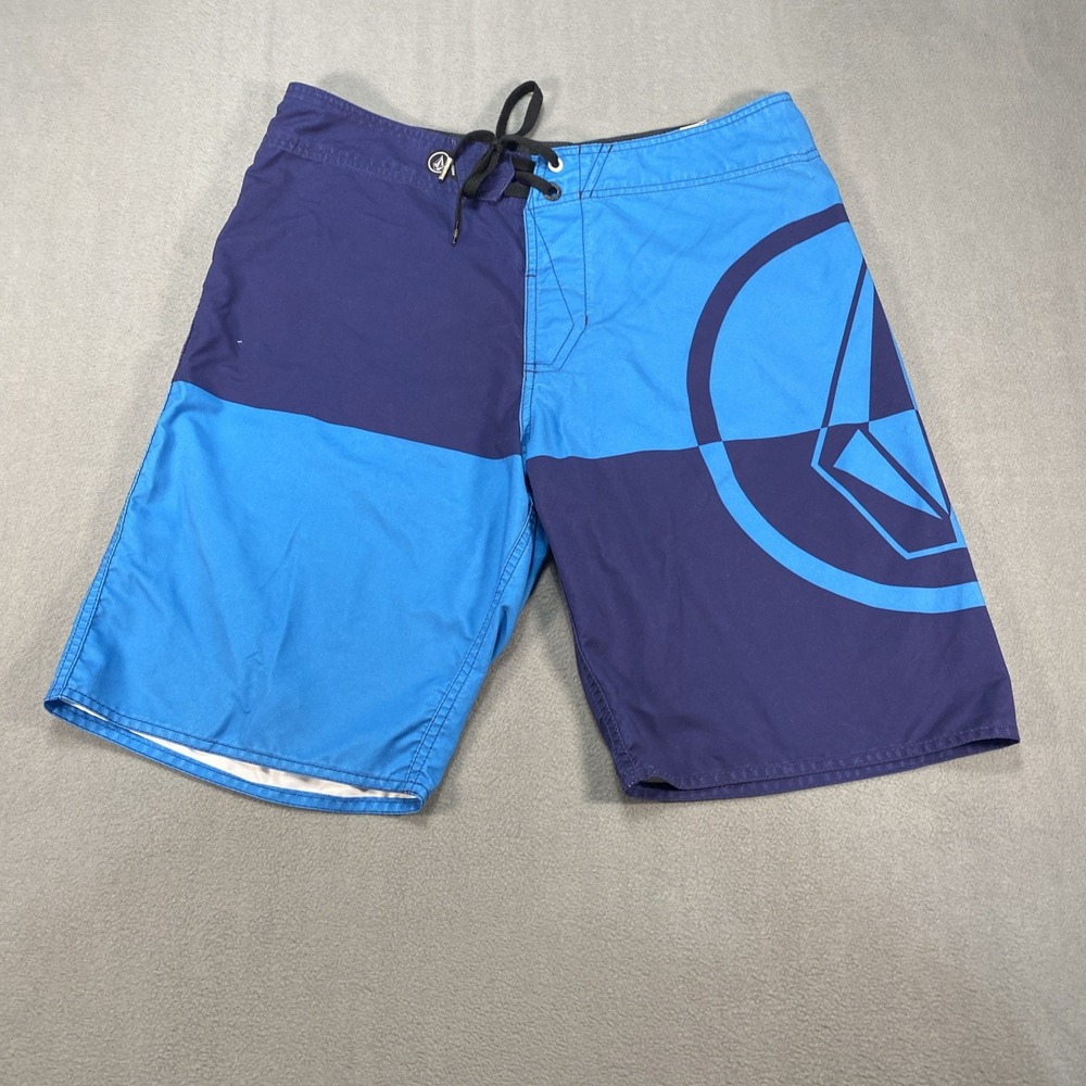 Volcom Men 34 Board Shorts Light Blue And Navy